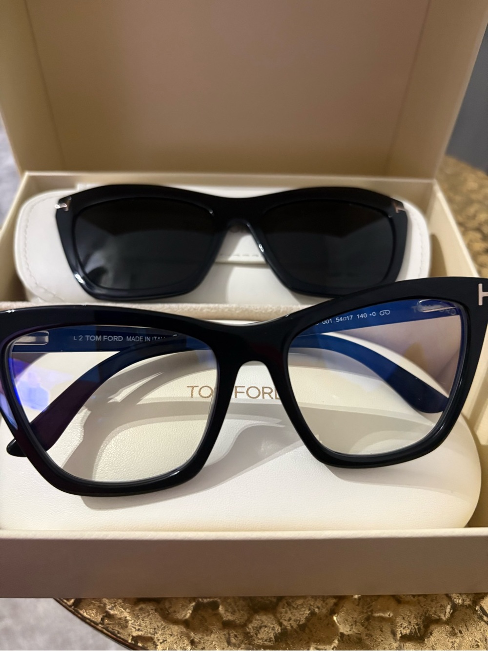 Tom Ford Black Cat-Eye Blue Light  Glasses with Matching Black Sunglasses